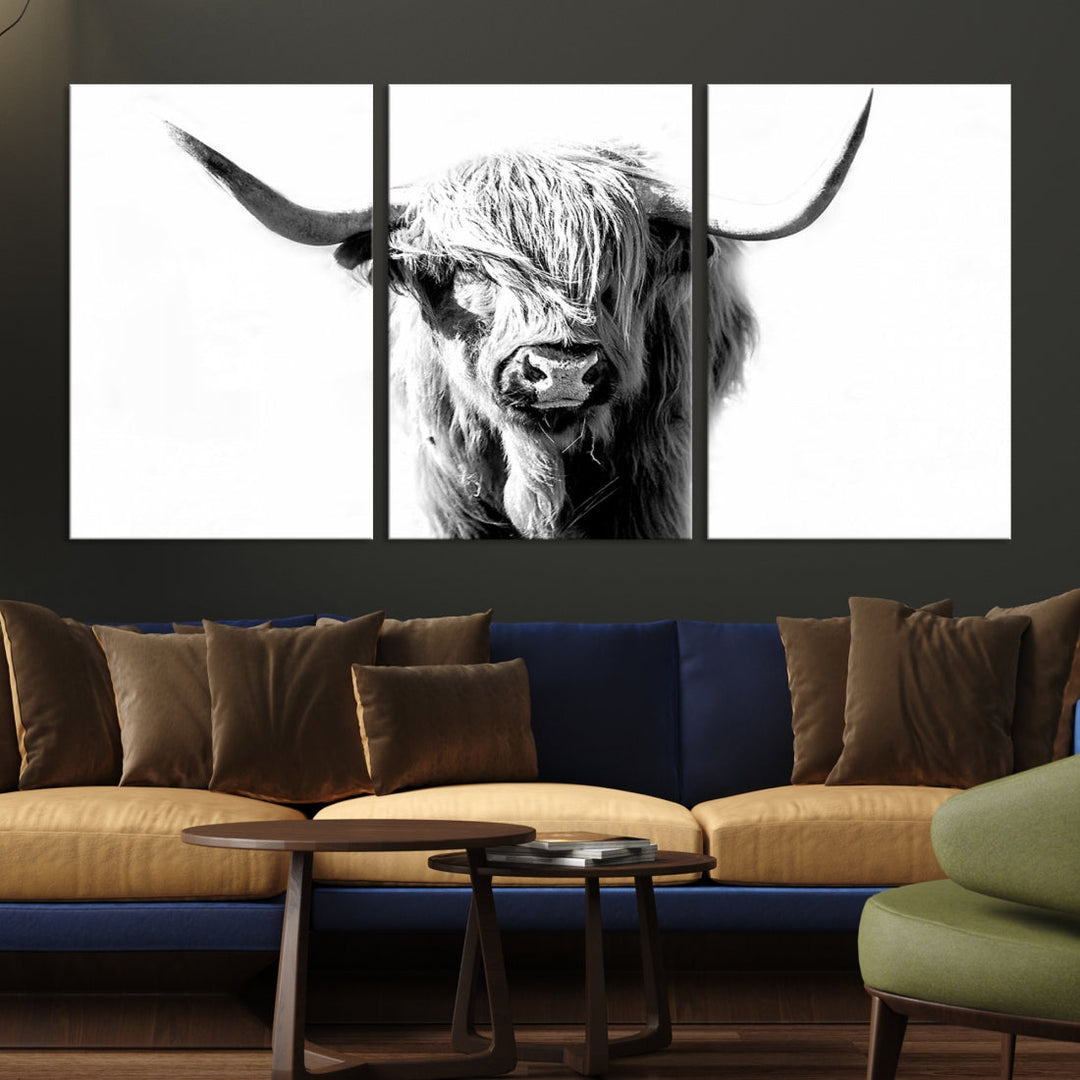 Bring the Charm of a Scottish Highland Cow to Your Farmhouse with Our Wall Art Canvas PrintA Rustic & Cozy Decor