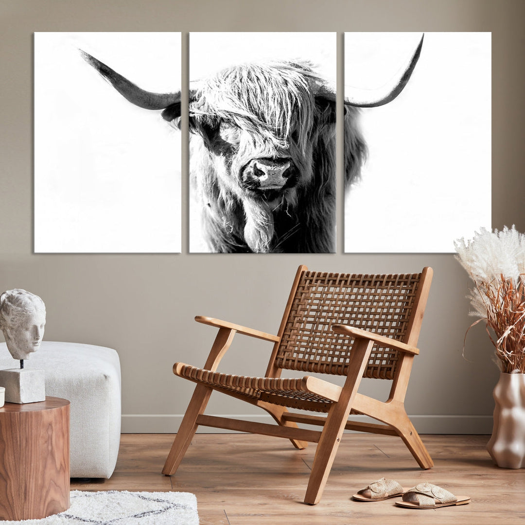 Bring the Charm of a Scottish Highland Cow to Your Farmhouse with Our Wall Art Canvas PrintA Rustic & Cozy Decor