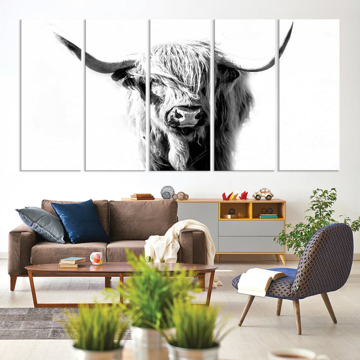 Bring the Charm of a Scottish Highland Cow to Your Farmhouse with Our Wall Art Canvas PrintA Rustic & Cozy Decor