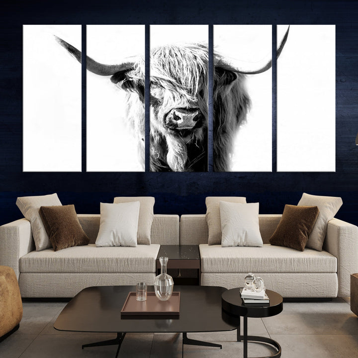 Bring the Charm of a Scottish Highland Cow to Your Farmhouse with Our Wall Art Canvas PrintA Rustic & Cozy Decor