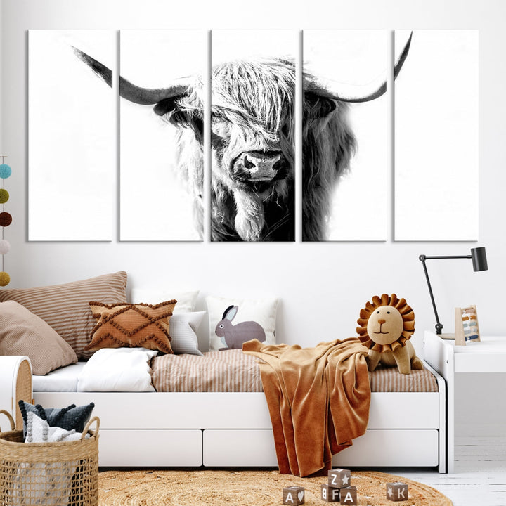 Bring the Charm of a Scottish Highland Cow to Your Farmhouse with Our Wall Art Canvas PrintA Rustic & Cozy Decor