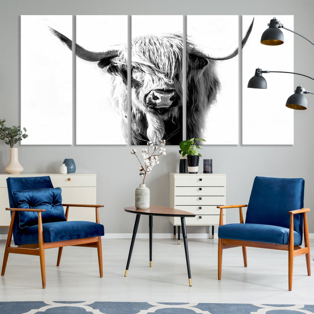 Bring the Charm of a Scottish Highland Cow to Your Farmhouse with Our Wall Art Canvas PrintA Rustic & Cozy Decor