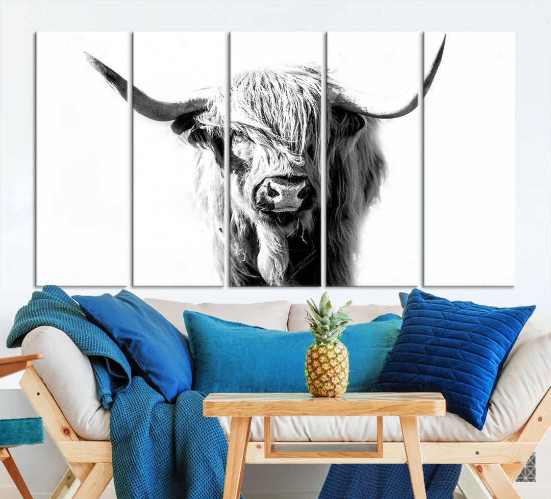 Bring the Charm of a Scottish Highland Cow to Your Farmhouse with Our Wall Art Canvas PrintA Rustic & Cozy Decor