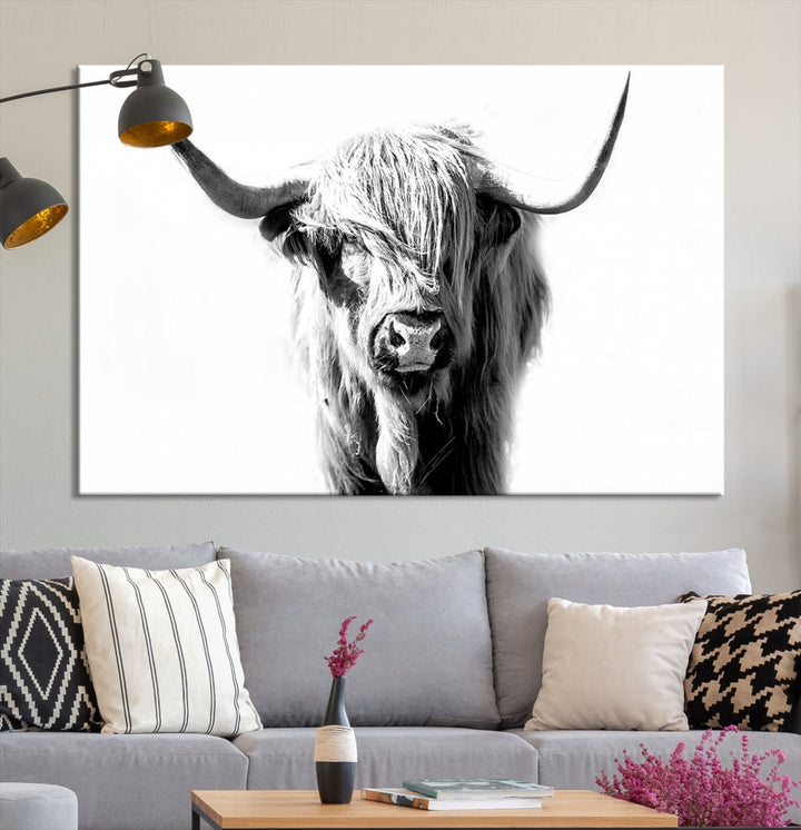 Bring the Charm of a Scottish Highland Cow to Your Farmhouse with Our Wall Art Canvas PrintA Rustic & Cozy Decor