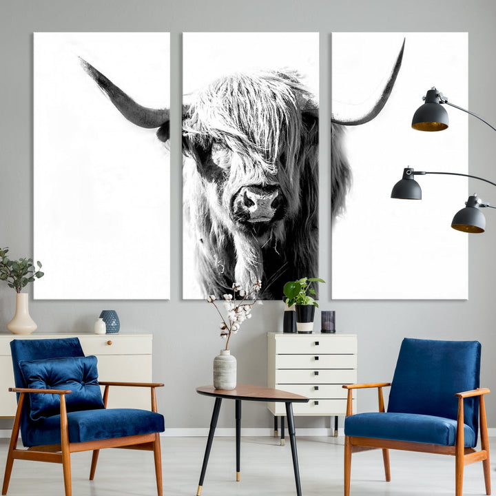 Bring the Charm of a Scottish Highland Cow to Your Farmhouse with Our Wall Art Canvas PrintA Rustic & Cozy Decor