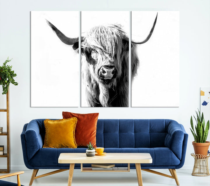 Bring the Charm of a Scottish Highland Cow to Your Farmhouse with Our Wall Art Canvas PrintA Rustic & Cozy Decor