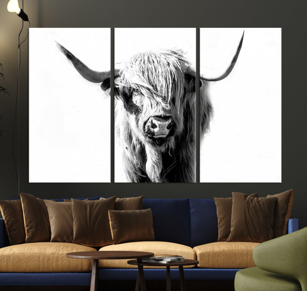 Bring the Charm of a Scottish Highland Cow to Your Farmhouse with Our Wall Art Canvas PrintA Rustic & Cozy Decor