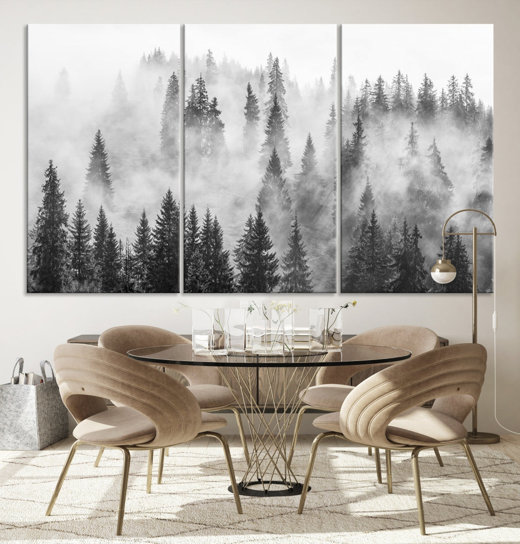 Bring the Winter Wonder of a Misty Foggy Forest with Clouds & Mountains to Your Home with Our Nature Wall Art Canvas