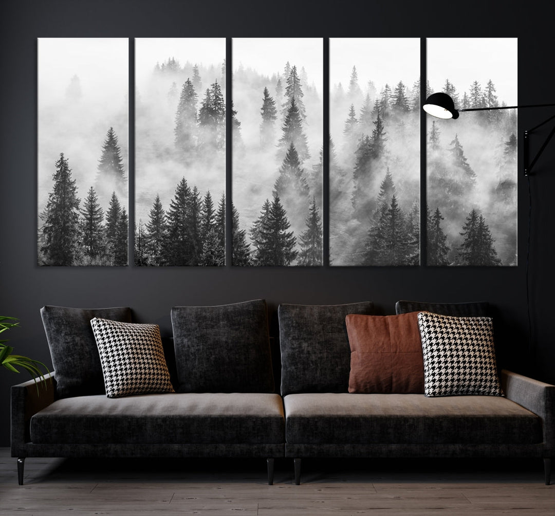 Bring the Winter Wonder of a Misty Foggy Forest with Clouds & Mountains to Your Home with Our Nature Wall Art Canvas