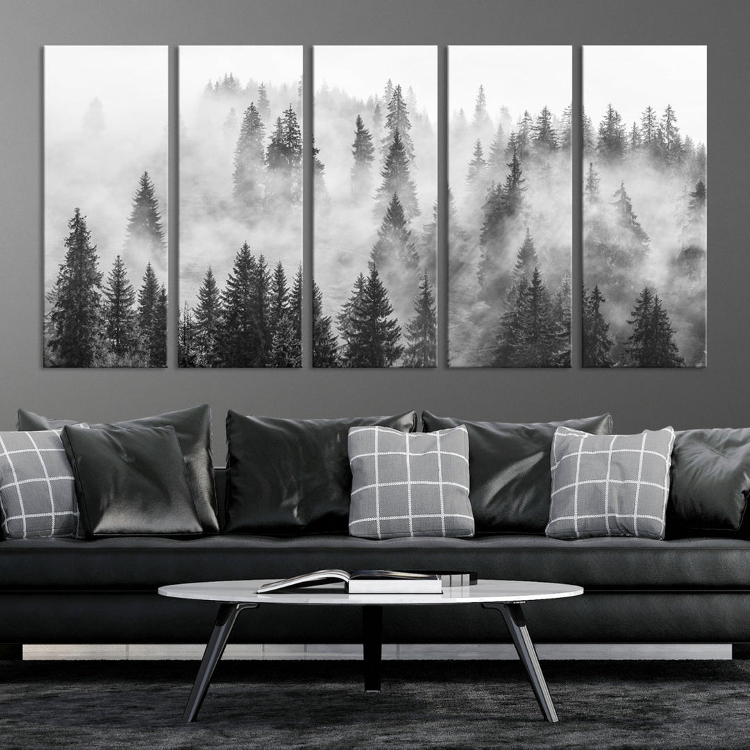 Bring the Winter Wonder of a Misty Foggy Forest with Clouds & Mountains to Your Home with Our Nature Wall Art Canvas