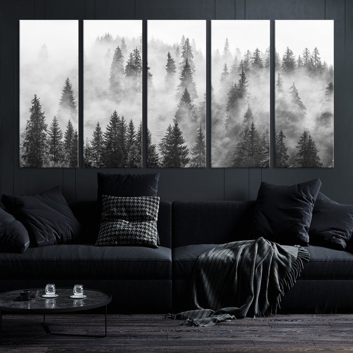 Bring the Winter Wonder of a Misty Foggy Forest with Clouds & Mountains to Your Home with Our Nature Wall Art Canvas