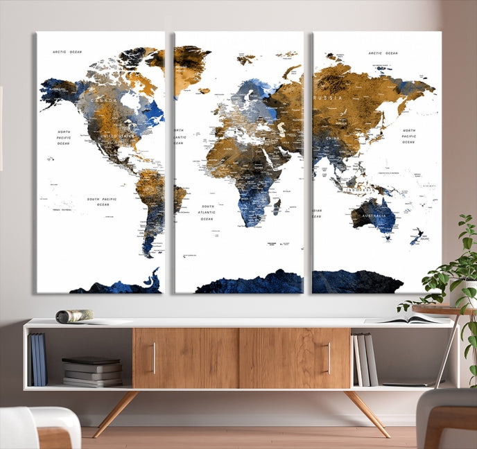 Bring Your Travel Dreams to Life with Our Large Modern World Map Canvas Print Wall ArtA Stylish & Informative Decor