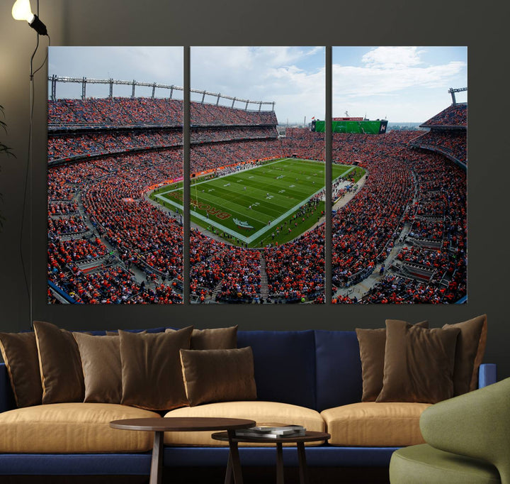 Broncos Stadium Wall Art Canvas Print, Empower Field at Mile High Stadium, Denver Broncos American NFL Football Stadium