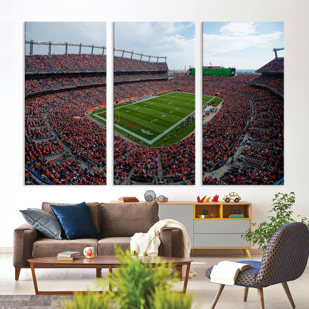 Broncos Stadium Wall Art Canvas Print, Empower Field at Mile High Stadium, Denver Broncos American NFL Football Stadium