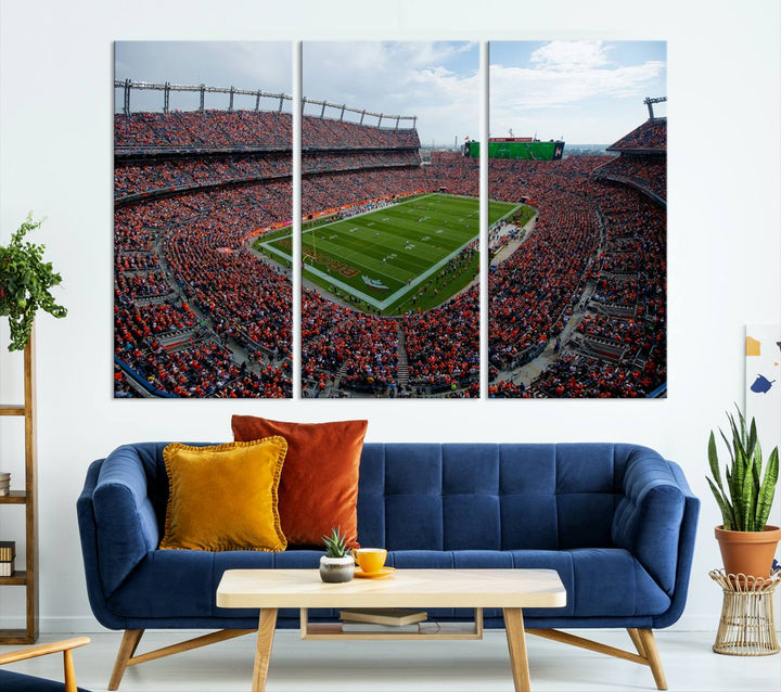 Broncos Stadium Wall Art Canvas Print, Empower Field at Mile High Stadium, Denver Broncos American NFL Football Stadium