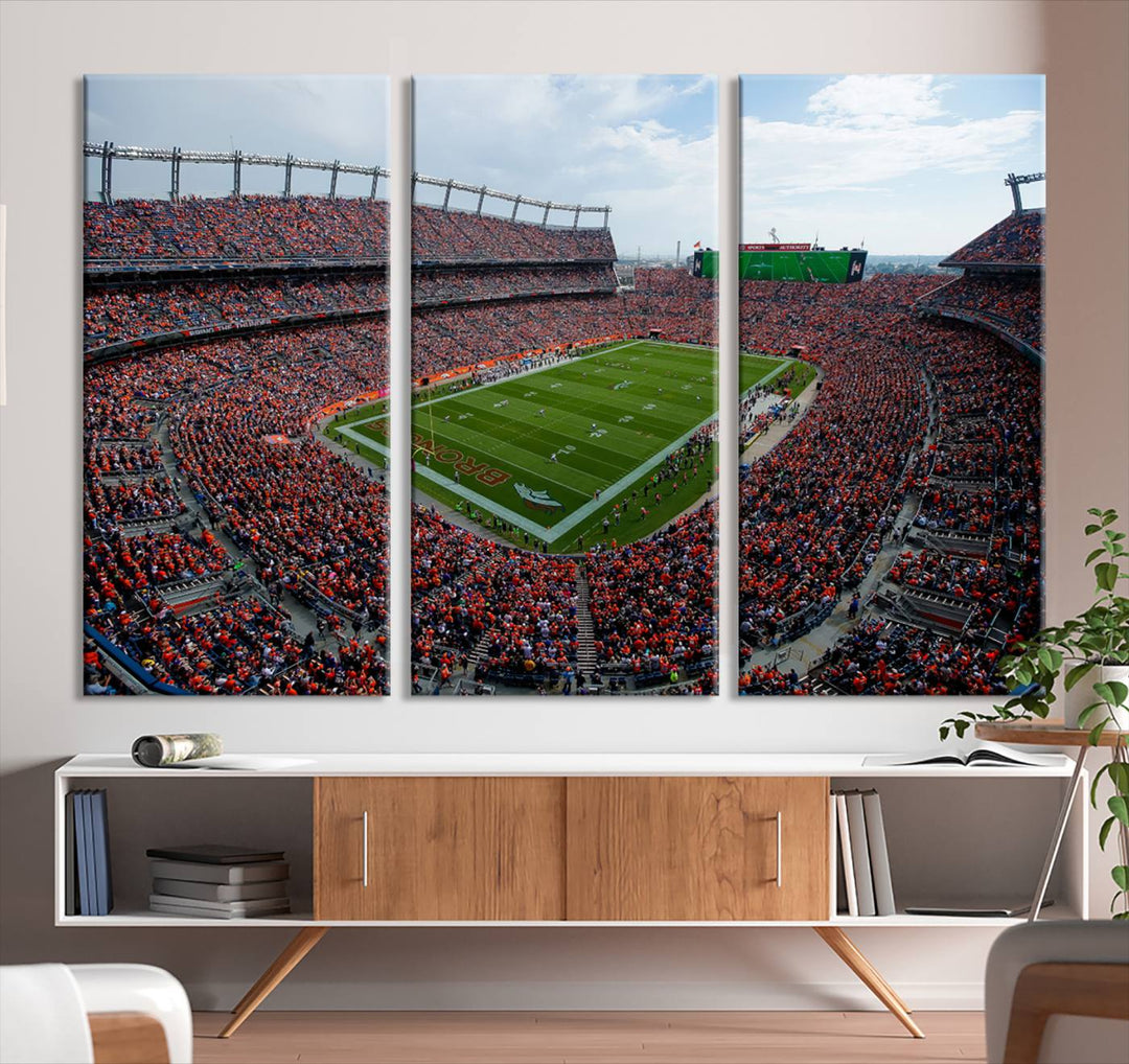 Broncos Stadium Wall Art Canvas Print, Empower Field at Mile High Stadium, Denver Broncos American NFL Football Stadium