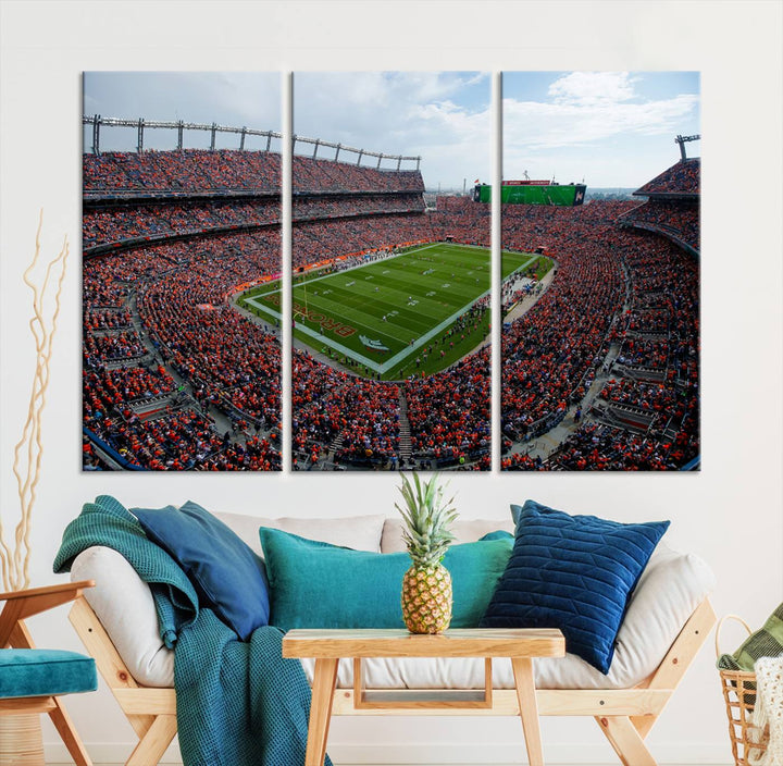 Broncos Stadium Wall Art Canvas Print, Empower Field at Mile High Stadium, Denver Broncos American NFL Football Stadium