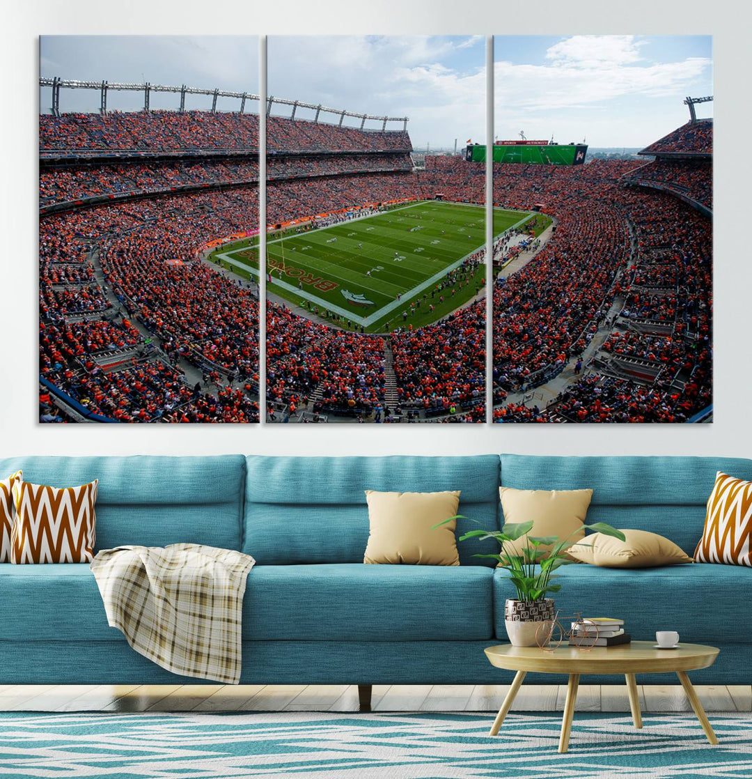 Broncos Stadium Wall Art Canvas Print, Empower Field at Mile High Stadium, Denver Broncos American NFL Football Stadium