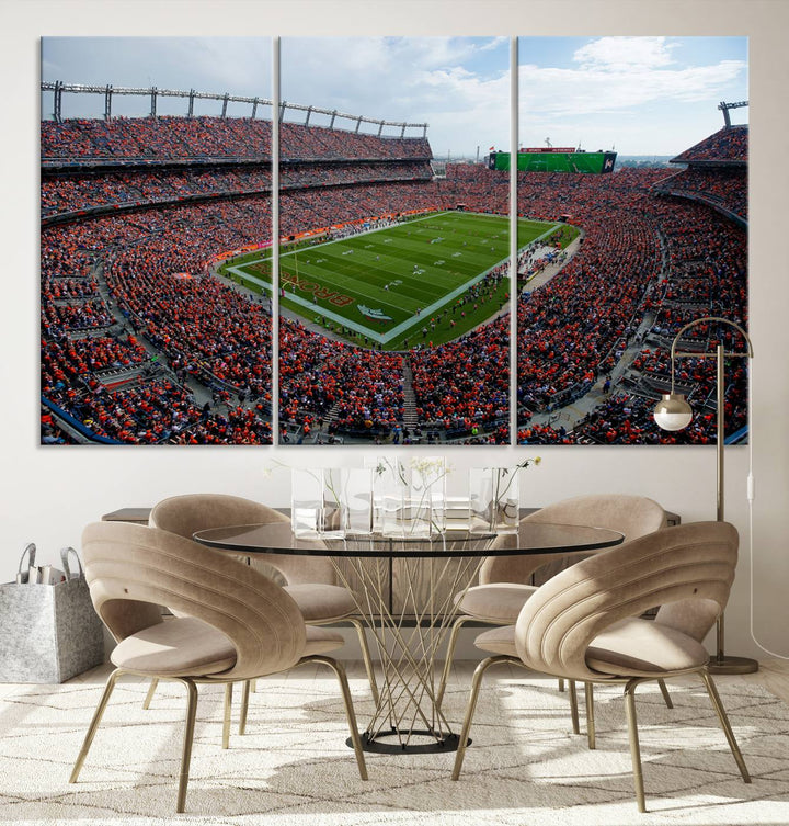 Broncos Stadium Wall Art Canvas Print, Empower Field at Mile High Stadium, Denver Broncos American NFL Football Stadium