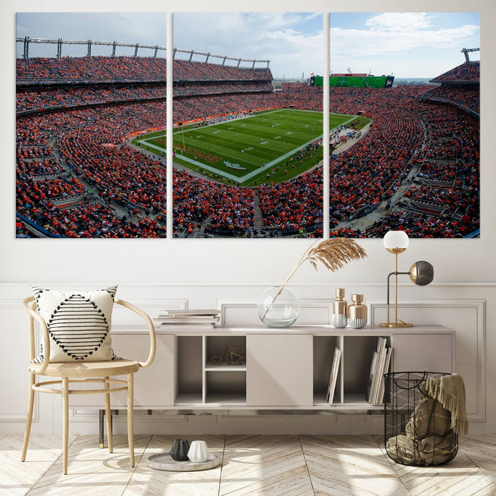 Broncos Stadium Wall Art Canvas Print, Empower Field at Mile High Stadium, Denver Broncos American NFL Football Stadium