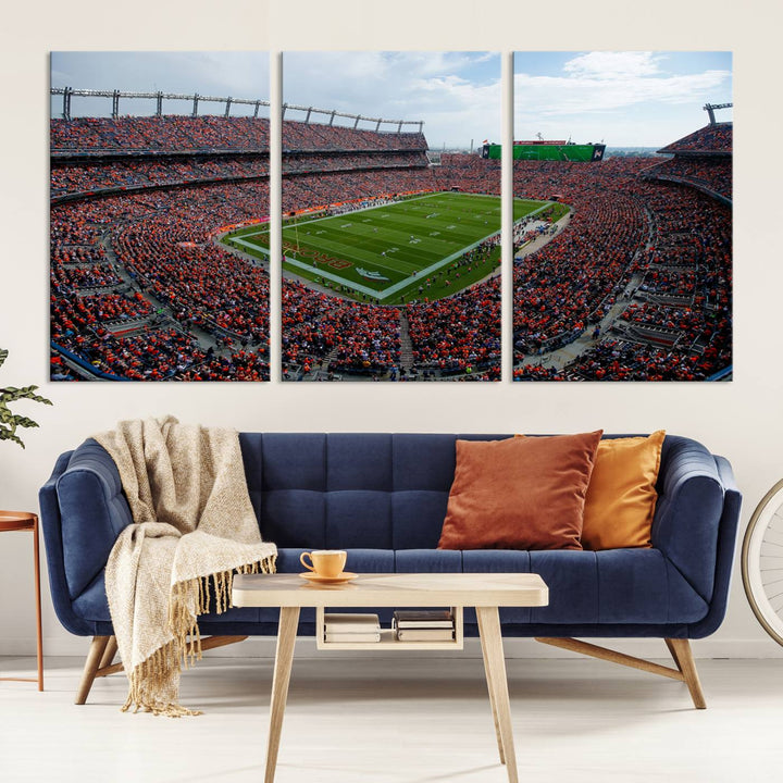 Broncos Stadium Wall Art Canvas Print, Empower Field at Mile High Stadium, Denver Broncos American NFL Football Stadium