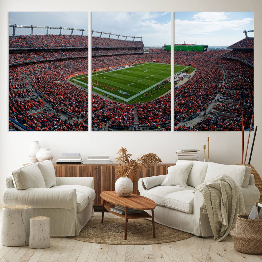 Broncos Stadium Wall Art Canvas Print, Empower Field at Mile High Stadium, Denver Broncos American NFL Football Stadium