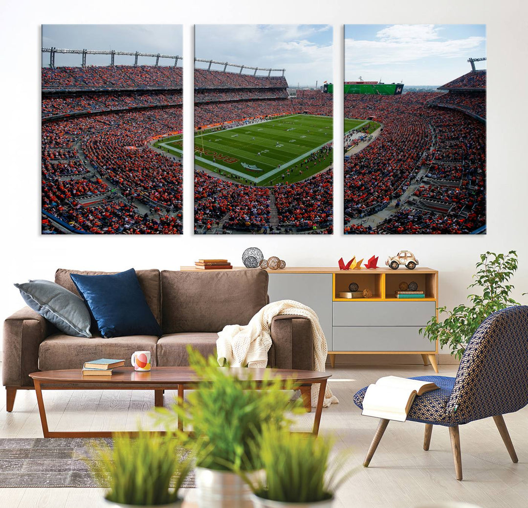 Broncos Stadium Wall Art Canvas Print, Empower Field at Mile High Stadium, Denver Broncos American NFL Football Stadium