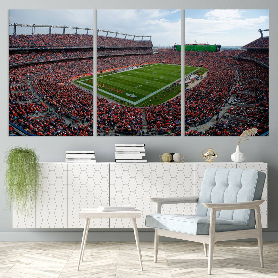 Broncos Stadium Wall Art Canvas Print, Empower Field at Mile High Stadium, Denver Broncos American NFL Football Stadium