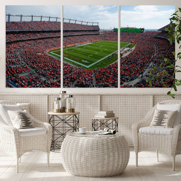 Broncos Stadium Wall Art Canvas Print, Empower Field at Mile High Stadium, Denver Broncos American NFL Football Stadium