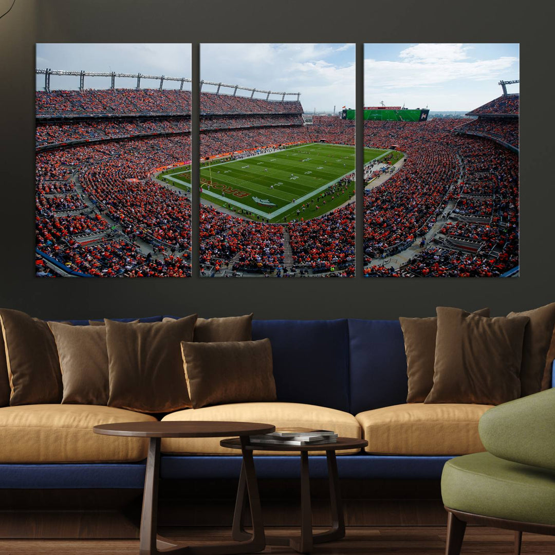 Broncos Stadium Wall Art Canvas Print, Empower Field at Mile High Stadium, Denver Broncos American NFL Football Stadium