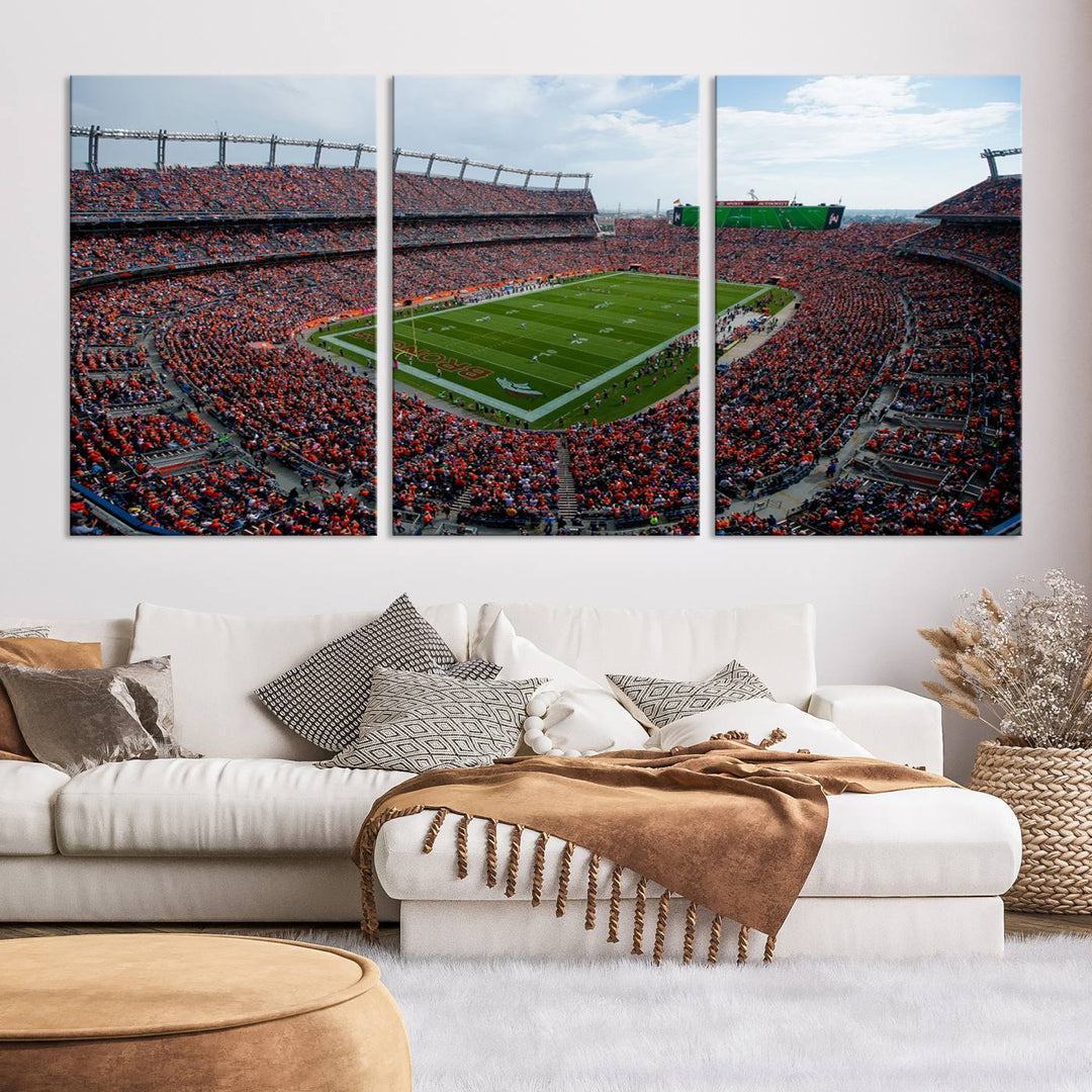 Broncos Stadium Wall Art Canvas Print, Empower Field at Mile High Stadium, Denver Broncos American NFL Football Stadium