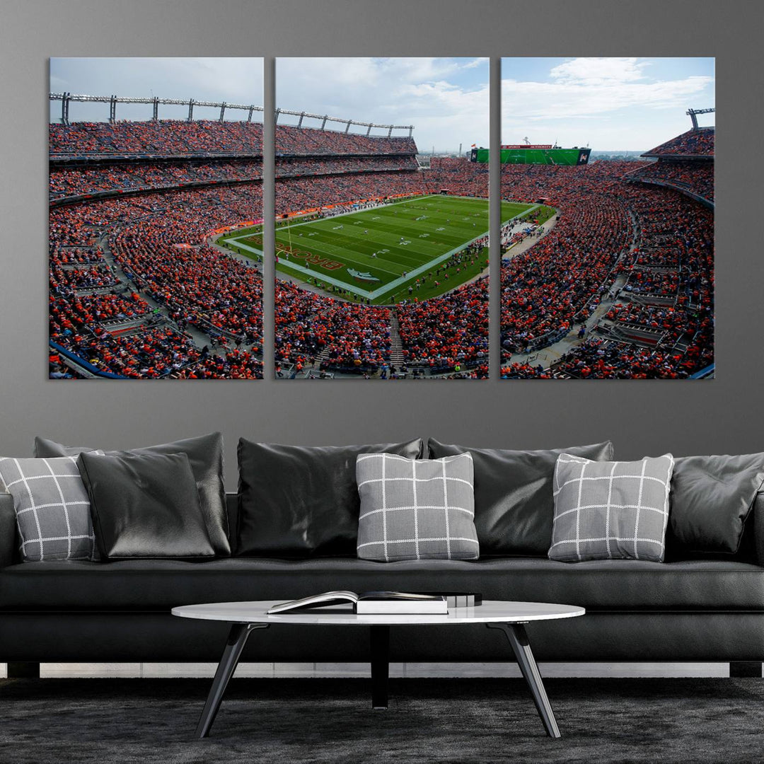 Broncos Stadium Wall Art Canvas Print, Empower Field at Mile High Stadium, Denver Broncos American NFL Football Stadium