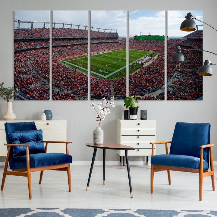 Broncos Stadium Wall Art Canvas Print, Empower Field at Mile High Stadium, Denver Broncos American NFL Football Stadium