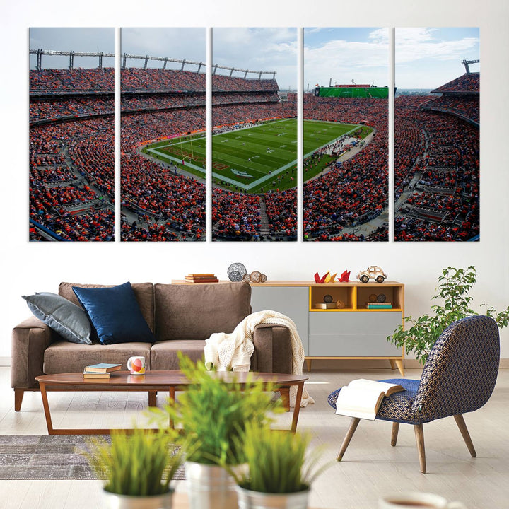 Broncos Stadium Wall Art Canvas Print, Empower Field at Mile High Stadium, Denver Broncos American NFL Football Stadium