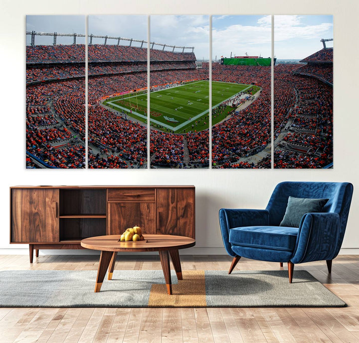 Broncos Stadium Wall Art Canvas Print, Empower Field at Mile High Stadium, Denver Broncos American NFL Football Stadium