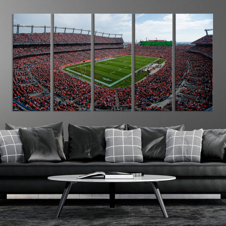 Broncos Stadium Wall Art Canvas Print, Empower Field at Mile High Stadium, Denver Broncos American NFL Football Stadium