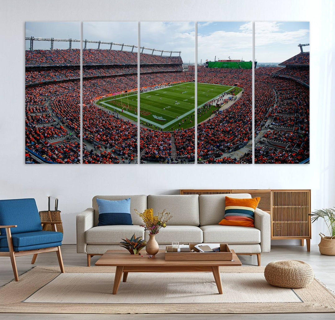 Broncos Stadium Wall Art Canvas Print, Empower Field at Mile High Stadium, Denver Broncos American NFL Football Stadium