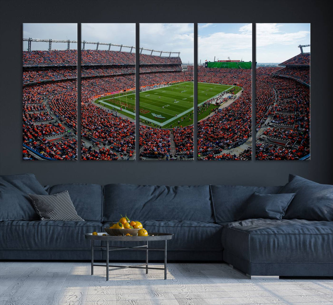 Broncos Stadium Wall Art Canvas Print, Empower Field at Mile High Stadium, Denver Broncos American NFL Football Stadium