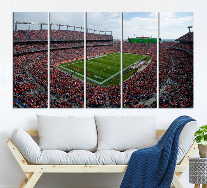 Broncos Stadium Wall Art Canvas Print, Empower Field at Mile High Stadium, Denver Broncos American NFL Football Stadium