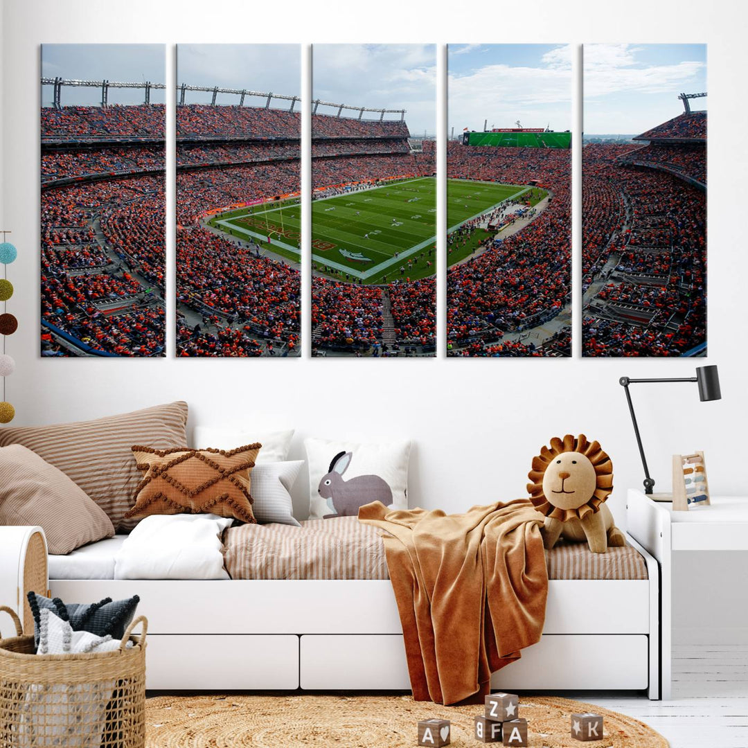 Broncos Stadium Wall Art Canvas Print, Empower Field at Mile High Stadium, Denver Broncos American NFL Football Stadium