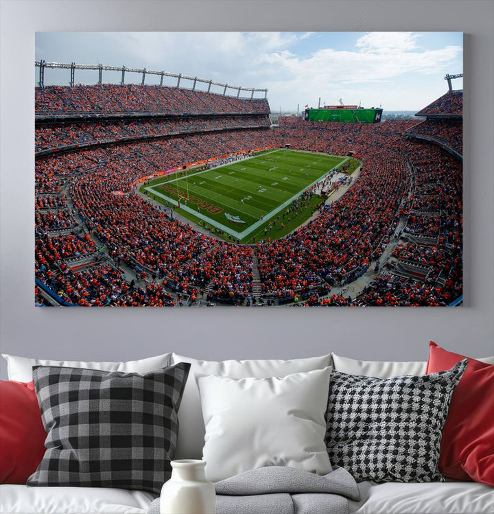 Broncos Stadium Wall Art Canvas Print, Empower Field at Mile High Stadium, Denver Broncos American NFL Football Stadium