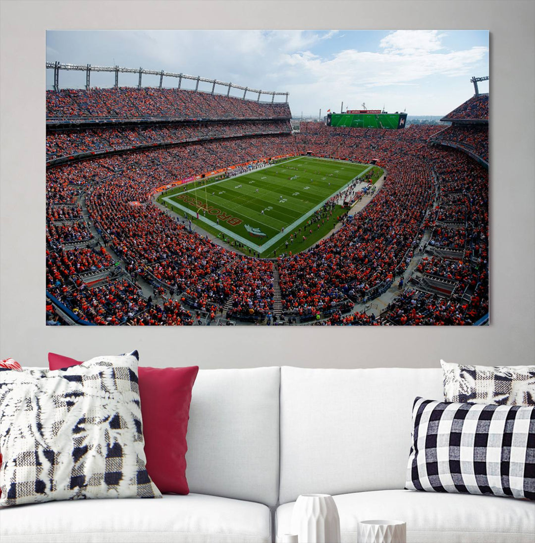 Broncos Stadium Wall Art Canvas Print, Empower Field at Mile High Stadium, Denver Broncos American NFL Football Stadium