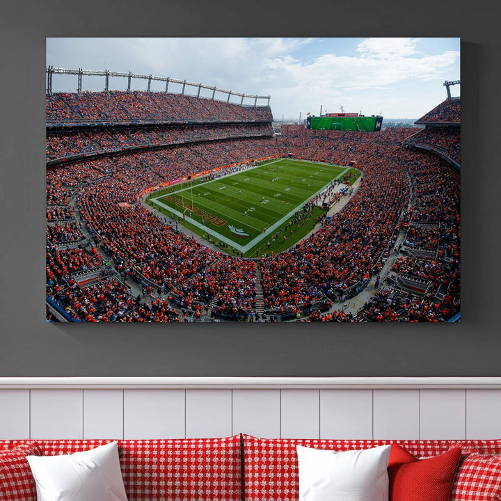 Broncos Stadium Wall Art Canvas Print, Empower Field at Mile High Stadium, Denver Broncos American NFL Football Stadium