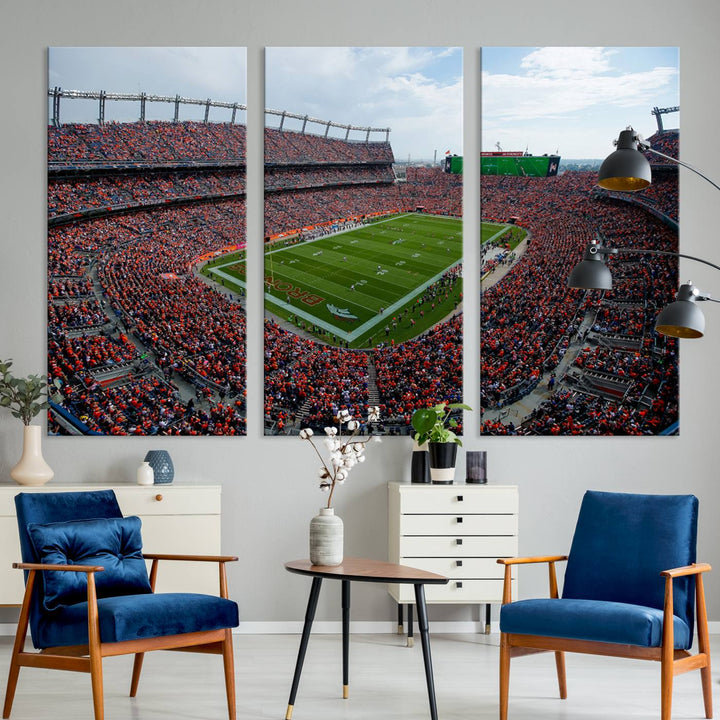 Broncos Stadium Wall Art Canvas Print, Empower Field at Mile High Stadium, Denver Broncos American NFL Football Stadium