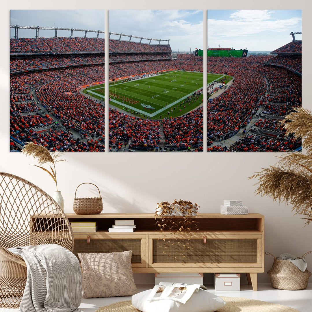 Broncos Stadium Wall Art Canvas Print, Empower Field at Mile High Stadium, Denver Broncos American NFL Football Stadium