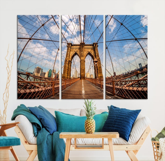 Brooklyn Bridge Manhattan Cityscape Large Wall Art Canvas Print