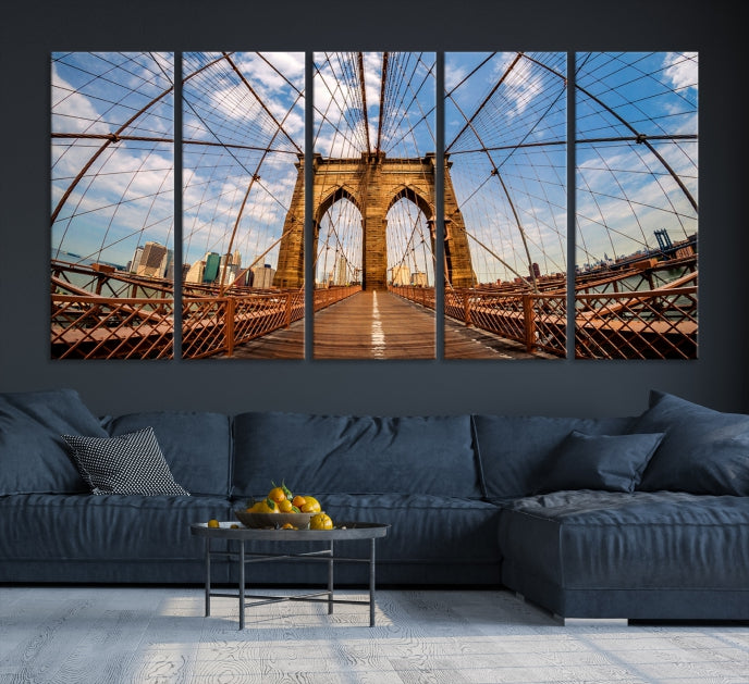 Brooklyn Bridge Manhattan Cityscape Large Wall Art Canvas Print