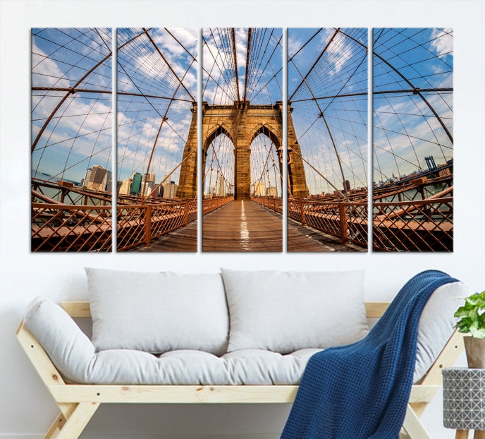 Brooklyn Bridge Manhattan Cityscape Large Wall Art Canvas Print