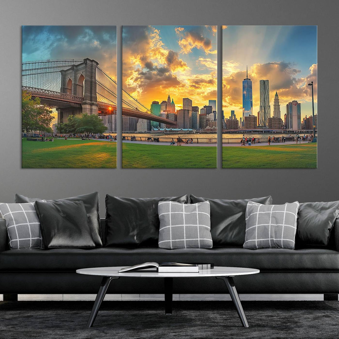 Brooklyn Bridge Sunset Wall Art Canvas Print