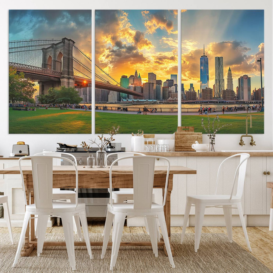 Brooklyn Bridge Sunset Wall Art Canvas Print